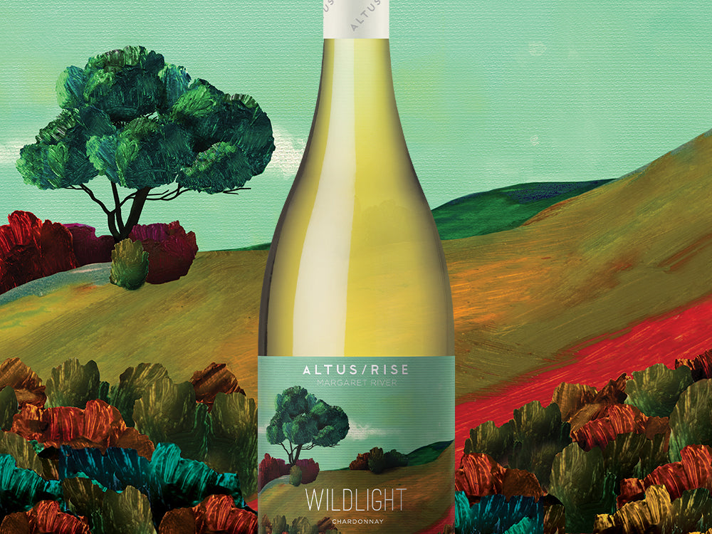 Altus Rise Wildlight Chardonnay. Lovely toasty oak florals help life to white flower bouquet. Fine West Australian Wine. 